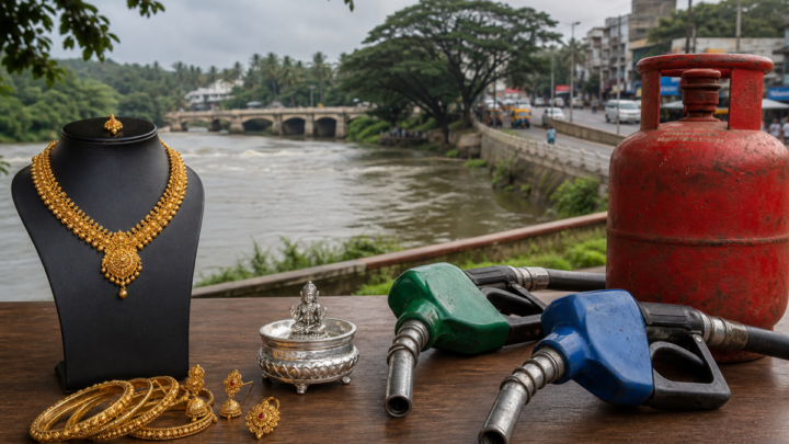 ಶಿವಮೊಗ್ಗ ಚಿನ್ನ, ಬೆಳ್ಳಿ, ಪೆಟ್ರೋಲ್, ಡೀಸೆಲ್ ಮತ್ತು ಎಲ್‌ಪಿಜಿ ದರಗಳ ಚಿತ್ರ