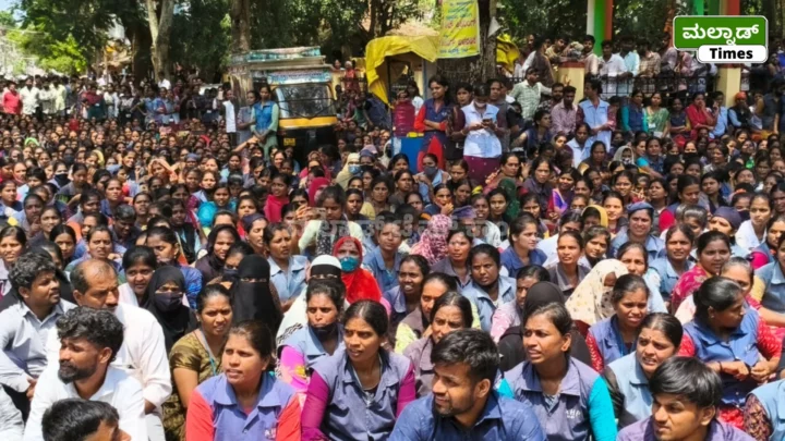 ಶಿಕಾರಿಪುರದಲ್ಲಿ ಗಾರ್ಮೆಂಟ್ಸ್ ಕಾರ್ಮಿಕರ ಬೃಹತ್ ಪ್ರತಿಭಟನೆ Shikaripura