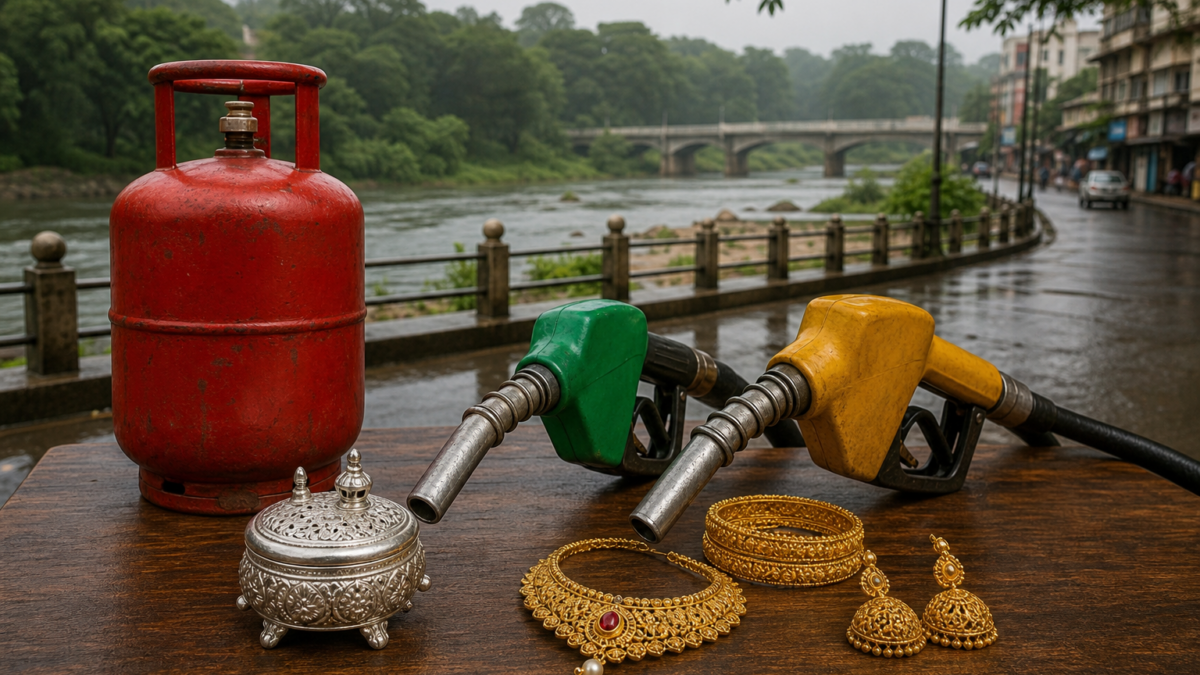 ಶಿವಮೊಗ್ಗ ಚಿನ್ನ, ಬೆಳ್ಳಿ, ಪೆಟ್ರೋಲ್, ಡೀಸೆಲ್ ಮತ್ತು ಎಲ್‌ಪಿಜಿ ದರಗಳ ಚಿತ್ರ