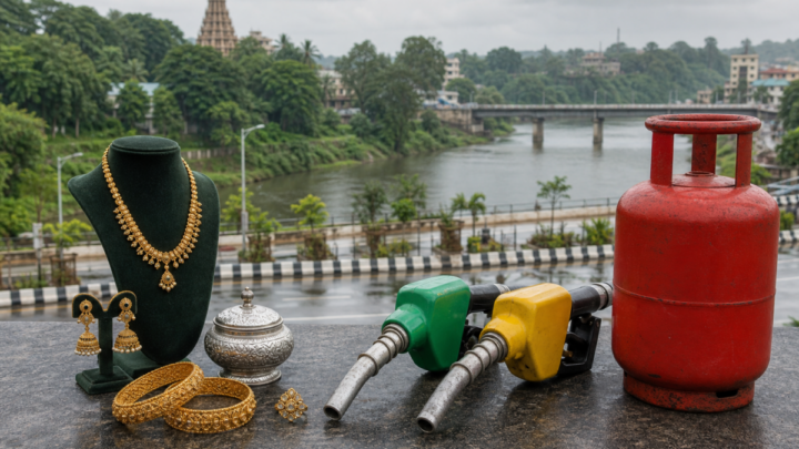ಶಿವಮೊಗ್ಗ ಚಿನ್ನ, ಬೆಳ್ಳಿ, ಪೆಟ್ರೋಲ್, ಡೀಸೆಲ್ ಮತ್ತು ಎಲ್‌ಪಿಜಿ ದರಗಳ ಚಿತ್ರ
