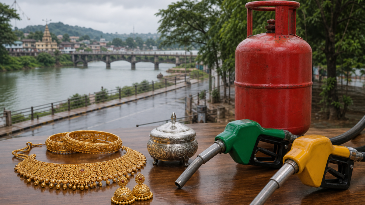 ಶಿವಮೊಗ್ಗ ಚಿನ್ನ, ಬೆಳ್ಳಿ, ಪೆಟ್ರೋಲ್, ಡೀಸೆಲ್ ಮತ್ತು ಎಲ್ಪಿಜಿ ದರಗಳ ಚಿತ್ರ
