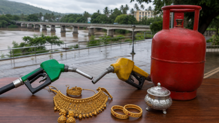 ಶಿವಮೊಗ್ಗ ಚಿನ್ನ, ಬೆಳ್ಳಿ, ಪೆಟ್ರೋಲ್, ಡೀಸೆಲ್ ಮತ್ತು ಎಲ್‌ಪಿಜಿ ದರಗಳ ಚಿತ್ರ