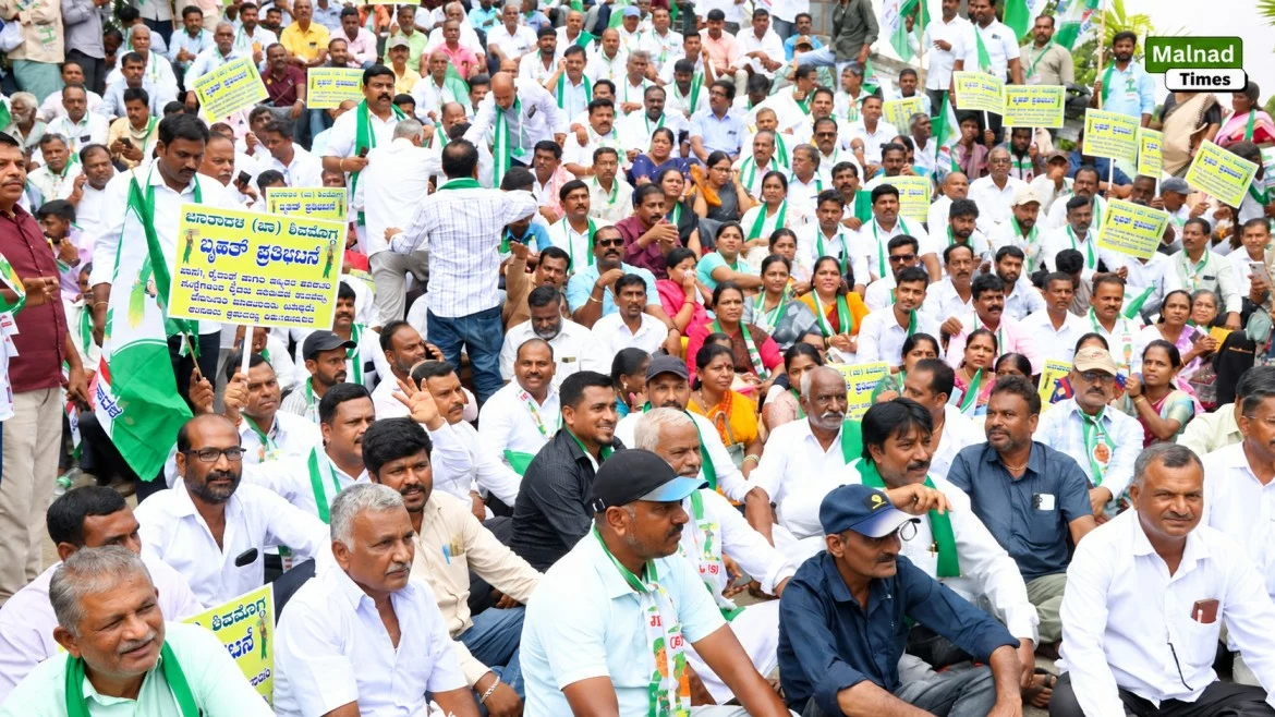 ಕಸ್ತೂರಿರಂಗನ್ ವರದಿ ವಿರೋಧಿಸಿ ಜೆಡಿಎಸ್ ಪ್ರತಿಭಟನೆ; ಶಿವಮೊಗ್ಗವನ್ನು ಬರಪೀಡಿತ ಜಿಲ್ಲೆ ಘೋಷಿಸಲು ಆಗ್ರಹ – jds protest