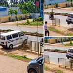 ಸಾಗರದಲ್ಲಿ ಶೋರೂಂನಿಂದ ಹೊರಬಂದ ಹೊಸ ಕಾರು ಬೈಕ್ಗೆ ಡಿಕ್ಕಿ; ಇಬ್ಬರಿಗೆ ಗಂಭೀರ ಗಾಯ – CCTV Van Jumping Median Railings